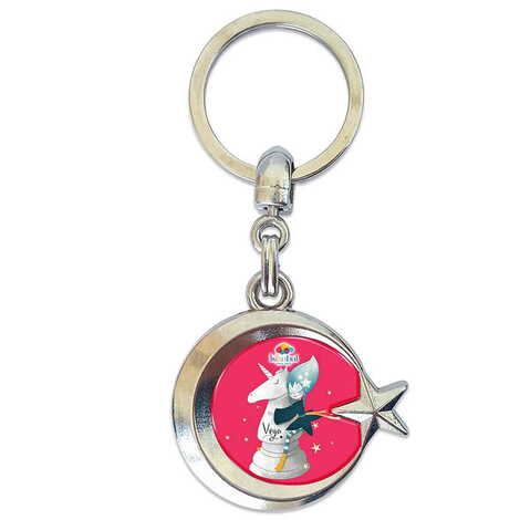 Theme Park Themed Metal Turkish Flag Enamel Keychain - 1