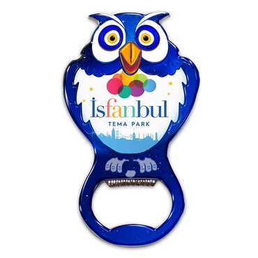 Myros - Theme Park Themed Owl Shaped Metal Magnetic Bottle Opener 88x47 mm