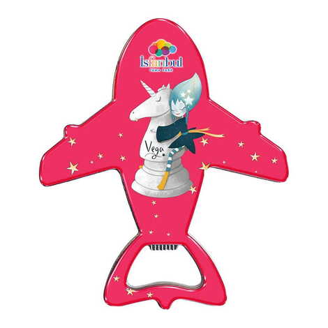 Theme Park Themed Plane Shaped Metal Magnetic Bottle Opener 105x89 mm - 1