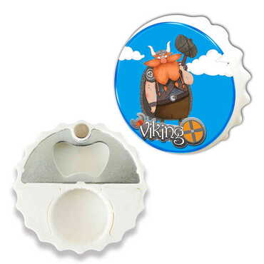 Myros - Theme Park Themed Round Cap Shaped Magnetic Bottle Opener 63x15 mm