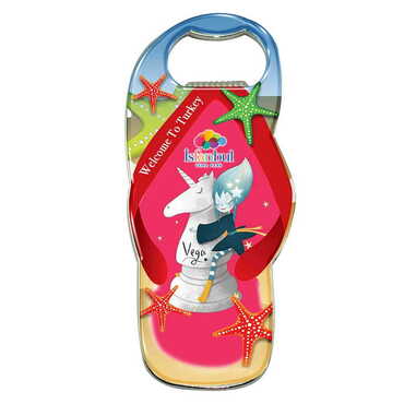 Theme Park Themed Slipper Shaped Metal Magnetic Bottle Opener 110x45 mm - Thumbnail