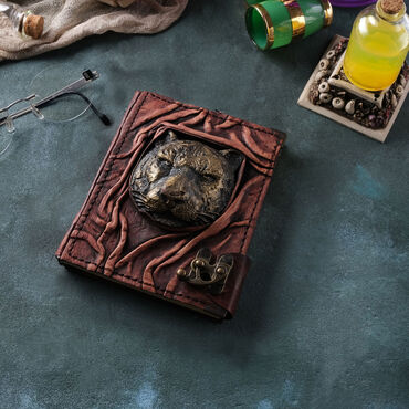 Tiger Themed Small Leather Notebook - Myros