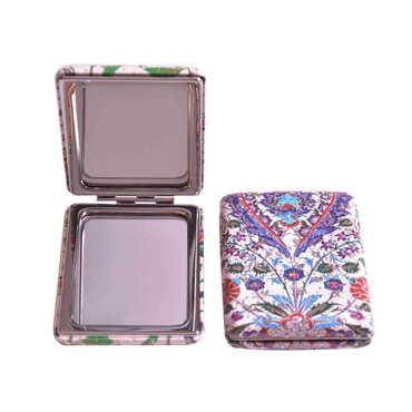 Myros - Tile Pattern Themed Custom Printed Rectangular Curved Pocket Mirror