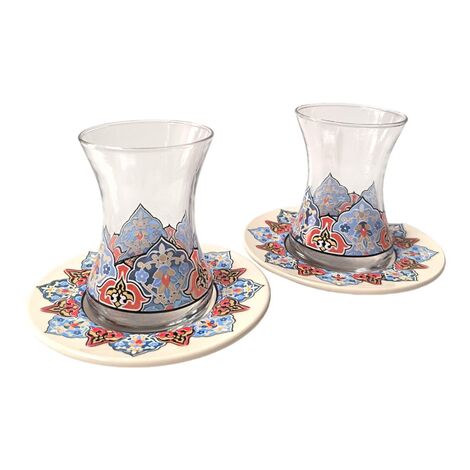 Tile Pattern Themed Dual Asena Tea Set