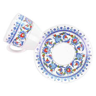 Tile Pattern Themed Turkish Ceramic Coffee Cup Set of 2 pcs - 2