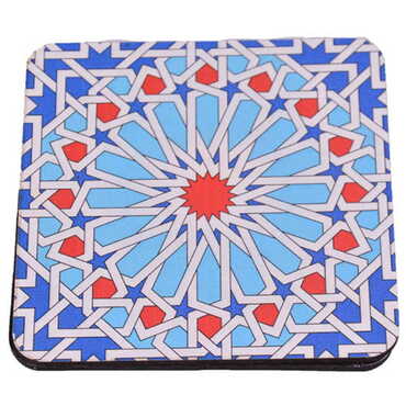 Myros - Tile Pattern Themed Wooden Customised Souvenir Coaster 90mm