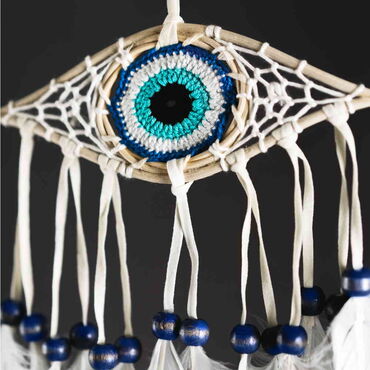 Tiny Blue Eye Evil Eye Dreamcatcher - Thumbnail