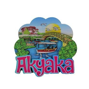 Toptan Akyaka Temalı 3d Resi̇mli̇ Ahşap Magnet - 3