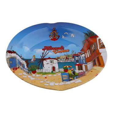 Toptan Alaçatı - Çeşme Bölgesi Temalı Metal Küllük 115mm - Myros