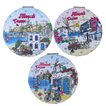 Wholesale Alaçatı Themed Myros Round PU Mirror - 2