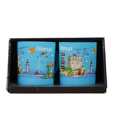 Wholesale Alanya Themed Glass Mug Set of 2