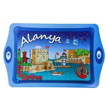 Wholesale Alanya Themed Mini Metal Tray 25x16 cm