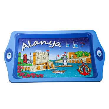 Toptan Alanya Temalı Mi̇ni̇ Metal Tepsi̇ (25*16 Cm) - 2