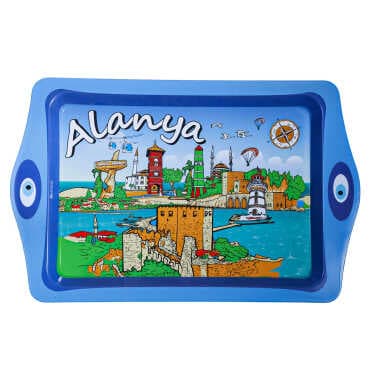 Toptan Alanya Temalı Mi̇ni̇ Metal Tepsi̇ (25*16 Cm) - 5