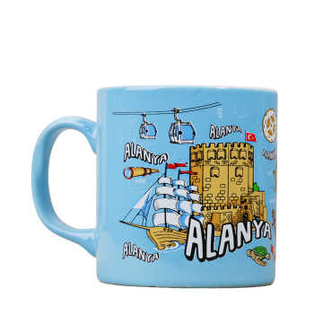 Toptan Alanya Temalı Serami̇k Yöresel Kupa T 82*90 Mm - Myros