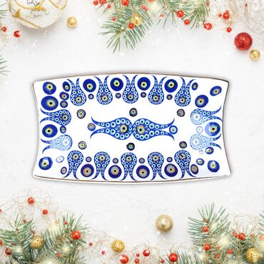 Wholesale Gold Series Chinese Chinese Evil Eye Pattern Hyalalic Kayik Plate