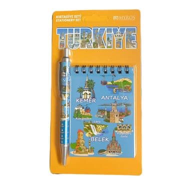 Wholesale Antalya Themed Notebook and Push Button Pen Set