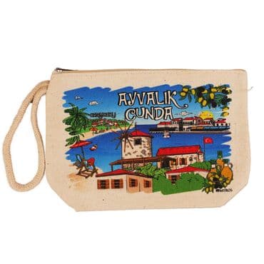 Wholesale Ayvalık Themed Myros Canvas Wallet 145*200*45 mm