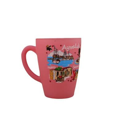 Wholesale Ayvalık Themed Oval Glass Mug 27 Cl