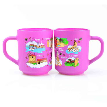 Wholesale Ayvalık Themed Glass Mug Set of 2 - 3