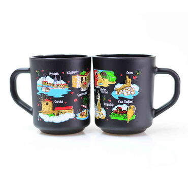Wholesale Ayvalık Themed Glass Mug Set of 2 - 4