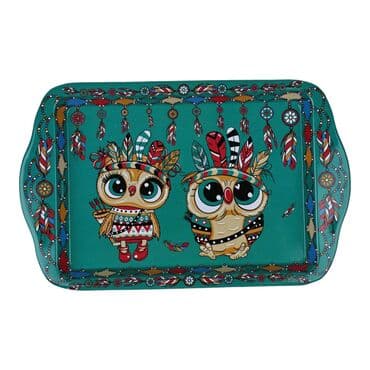 Wholesale Owl Themed Mini Metal Tray Double Sided Print 25x16 cm