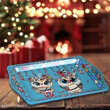 Wholesale Owl Themed Mini Metal Tray (25*16 Cm) - Standart - 2