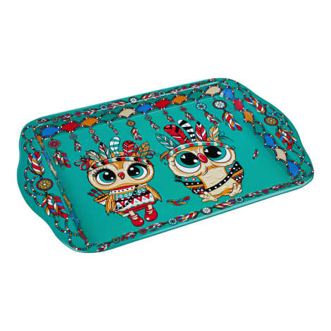Toptan Baykuş Temalı Mini Tepsi Çift Yön Baskılı (25*16 Cm) - 2