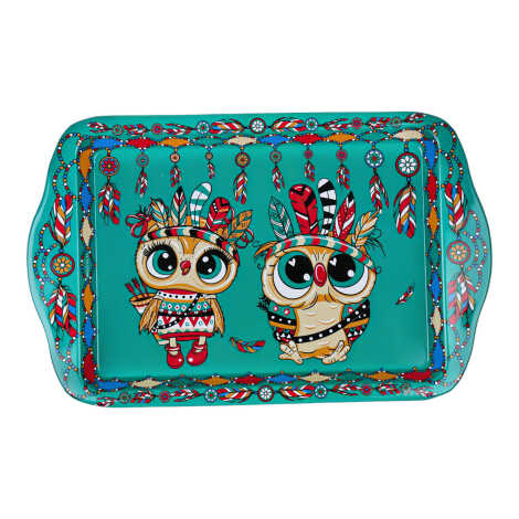 Toptan Baykuş Temalı Mini Tepsi Çift Yön Baskılı (25*16 Cm) - 1