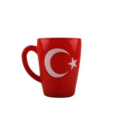 Toptan Bayrak Temalı Oval Cam Kupa 27 Cl