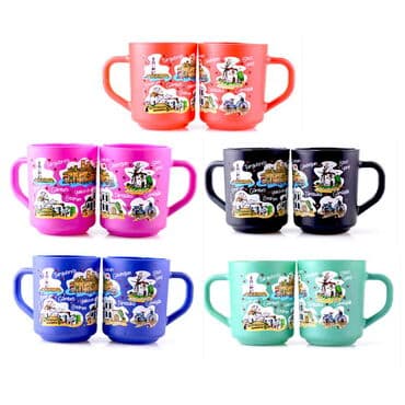 Wholesale Bodrum Themed Glass Mug Set of 2 - 3