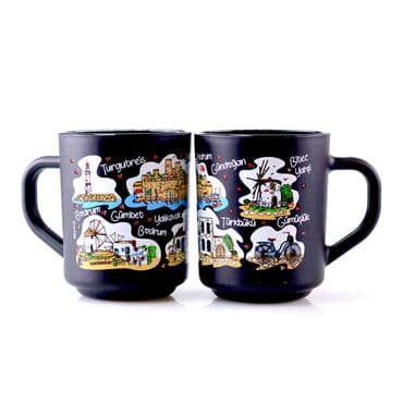 Wholesale Bodrum Themed Glass Mug Set of 2 - 6