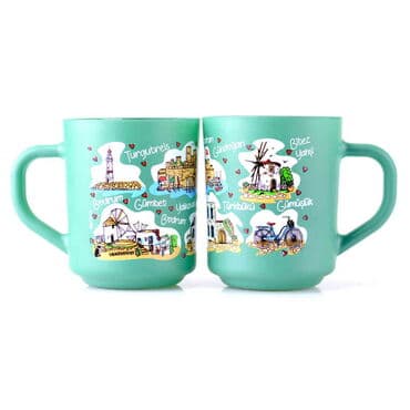 Wholesale Bodrum Themed Glass Mug Set of 2 - 8