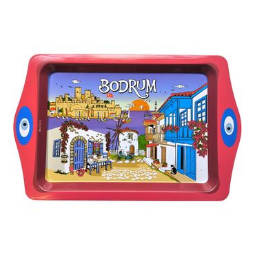 Myros - Wholesale Bodrum Themed Mini Metal Tray (25*16 Cm)