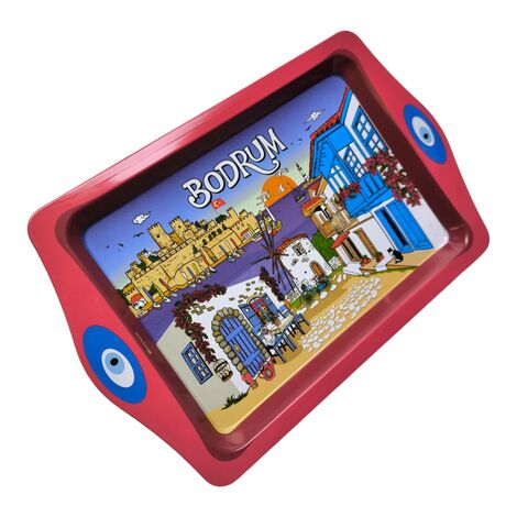 Toptan Bodrum Temalı Mi̇ni̇ Metal Tepsi̇ (25*16 Cm) - 2