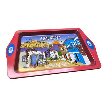 Toptan Bodrum Temalı Mi̇ni̇ Metal Tepsi̇ (25*16 Cm) - 3