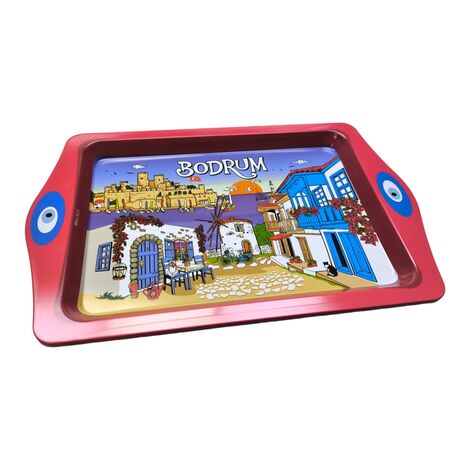 Toptan Bodrum Temalı Mi̇ni̇ Metal Tepsi̇ (25*16 Cm) - 3