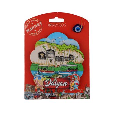 Wholesale Dalyan Themed Myros Packaged UV Printed Wooden Refrigerator Magnet - 4