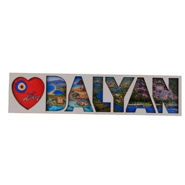 Wholesale Dalyan Themed Myros Text Wooden Refrigerator Magnet