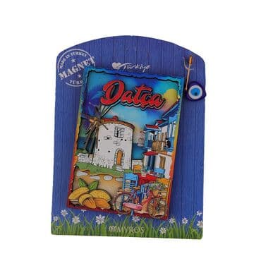 Wholesale Datça Themed Myros Carded UV Printed Wooden Refrigerator Magnet