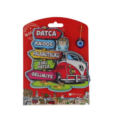 Wholesale Datça Themed Myros Carded UV Printed Wooden Refrigerator Magnet - 8