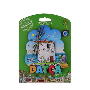 Wholesale Datça Themed Myros Carded UV Printed Wooden Refrigerator Magnet - 10