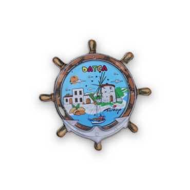 Wholesale Datça Themed Myros UV Rudder Shaped Refrigerator Magnet 82*82 mm - 4