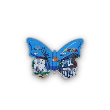 Wholesale Datça Themed Myros UV Butterfly Shaped Refrigerator Magnet 80x58 mm