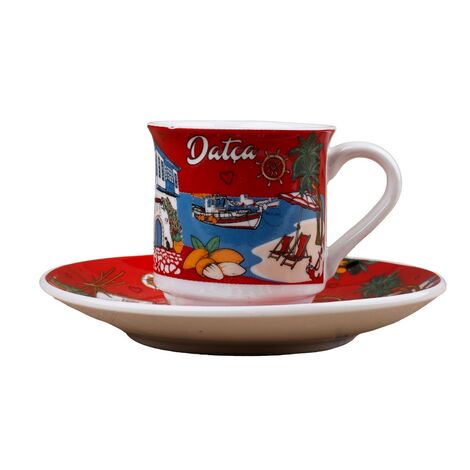 Toptan Datça Temalı Baskılı Porselen İkili Kahve Takımı - 15