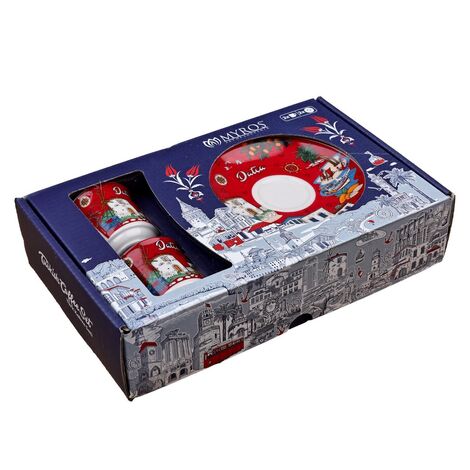 Toptan Datça Temalı Baskılı Porselen İkili Kahve Takımı - 17