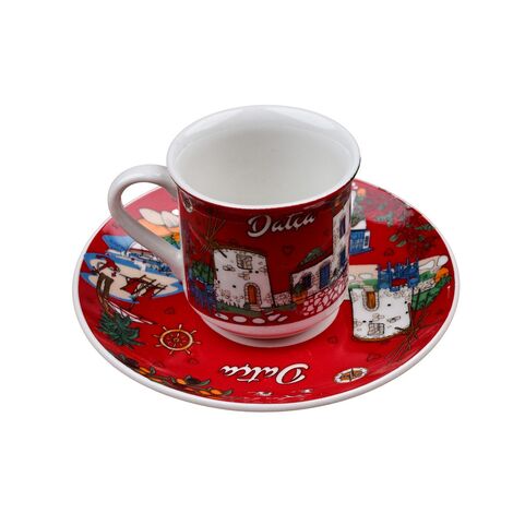 Toptan Datça Temalı Baskılı Porselen İkili Kahve Takımı - 20