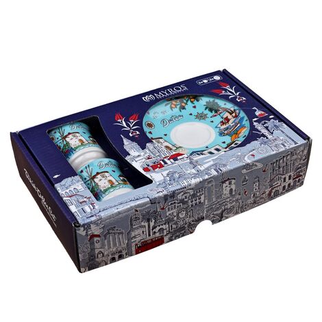 Toptan Datça Temalı Baskılı Porselen İkili Kahve Takımı - 18