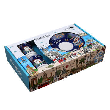 Toptan Datça Temalı Baskılı Porselen İkili Kahve Takımı - 12