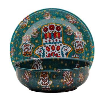 Wholesale Fatima's Hand Themed Metal Bowl 95 mm